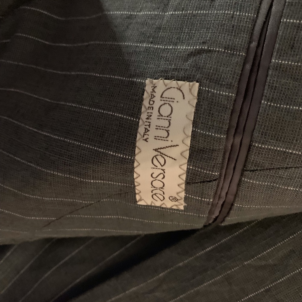 100% Linen Versace Couture Grey Pinstriped Suit